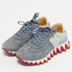 Pre Owned Christian Louboutin Multicolor Suede and Leather Loubishark Sneakers Size 43.5