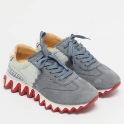 Pre Owned Christian Louboutin Multicolor Suede and Leather Loubishark Sneakers Size 43.5