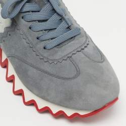 Pre Owned Christian Louboutin Multicolor Suede and Leather Loubishark Sneakers Size 43.5