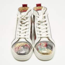 Pre Owned Christian Louboutin Multicolor Leather and Patent Leather Lou Pik Pik Orlato High Top Sneakers Size 42.5