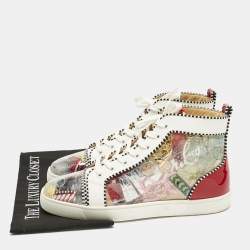 Pre Owned Christian Louboutin Multicolor Leather and Patent Leather Lou Pik Pik Orlato High Top Sneakers Size 42.5
