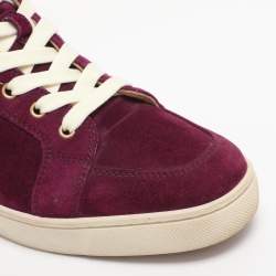 Pre Owned Christian Louboutin Purple Suede High Top Sneakers Size 40