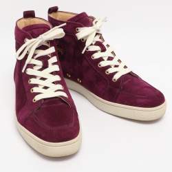 Pre Owned Christian Louboutin Purple Suede High Top Sneakers Size 40