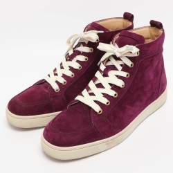 Pre Owned Christian Louboutin Purple Suede High Top Sneakers Size 40