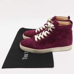 Pre Owned Christian Louboutin Purple Suede High Top Sneakers Size 40