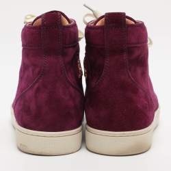 Pre Owned Christian Louboutin Purple Suede High Top Sneakers Size 40