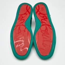 Pre Owned Christian Louboutin Green Satin Louis Orlato Lace Up Sneakers Size 42