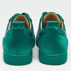 Pre Owned Christian Louboutin Green Satin Louis Orlato Lace Up Sneakers Size 42