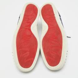 Pre Owned حذاء رياضي كريستيان لوبوتان لويز جونيور سبايكس جلد بيج بعنق منخفض مقاس 44