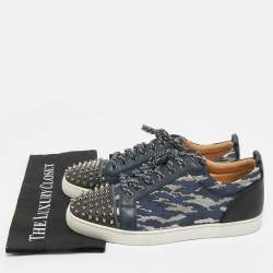 Pre Owned حذاء رياضي كريستيان لوبوتان لويز جونيور سبايكس جلد بيج بعنق منخفض مقاس 44