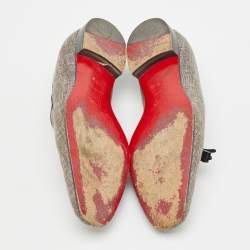 Pre Owned Christian Louboutin Grey/Black Fabric Dandelion Tassel Loafers Size 41