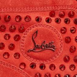 Pre Owned Christian Louboutin Red Suede Louis Spikes High Top Sneakers Size 43