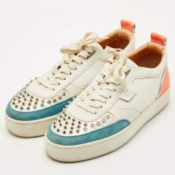 Pre Owned Christian Louboutin Tricolor Leather and Suede Happyrui Low Top Sneakers Size 42.5