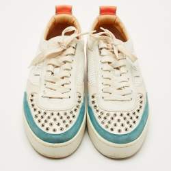 Pre Owned Christian Louboutin Tricolor Leather and Suede Happyrui Low Top Sneakers Size 42.5