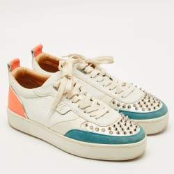 Pre Owned Christian Louboutin Tricolor Leather and Suede Happyrui Low Top Sneakers Size 42.5
