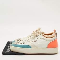 Pre Owned Christian Louboutin Tricolor Leather and Suede Happyrui Low Top Sneakers Size 42.5