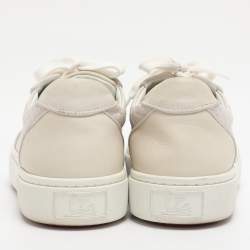 Pre Owned Christian Louboutin White/Cream Croc Embossed Leather Vieirissima Sneakers Size 39