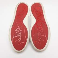 Pre Owned Christian Louboutin White/Cream Croc Embossed Leather Vieirissima Sneakers Size 39