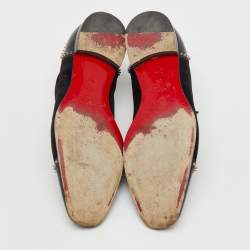 Pre Owned Christian Louboutin Black Suede and Leather Spiked Mr Blake Lace Up Oxfords Size 41.5