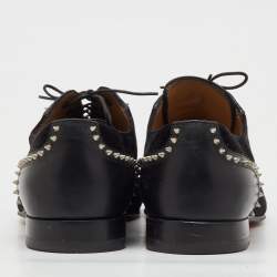 Pre Owned Christian Louboutin Black Suede and Leather Spiked Mr Blake Lace Up Oxfords Size 41.5