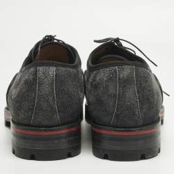Pre Owned Christian Louboutin Black/Grey Suede and Leather Hubertus Lace Up Oxford Size 43