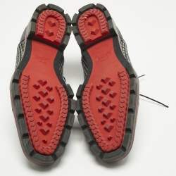 Pre Owned Christian Louboutin Black/Grey Suede and Leather Hubertus Lace Up Oxford Size 43