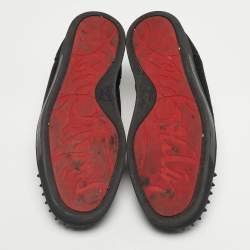 Pre Owned Christian Louboutin Black Suede Louis Junior Spikes Low Top Sneakers Size 40.5