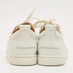 Pre Owned Christian Louboutin White Leather Louis Junior Spikes Sneakers Size 42