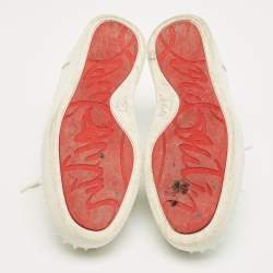 Pre Owned Christian Louboutin White Leather Louis Junior Spikes Sneakers Size 42