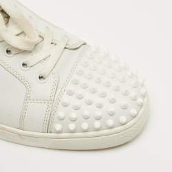 Pre Owned Christian Louboutin White Leather Louis Junior Spikes Sneakers Size 42