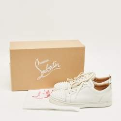 Pre Owned Christian Louboutin White Leather Louis Junior Spikes Sneakers Size 42