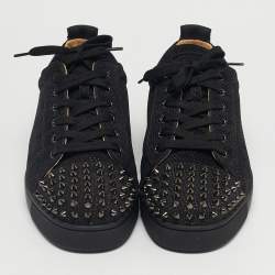 Pre Owned Christian Louboutin Black Suede Fun Louis Junior Spikes Sneakers Size 44
