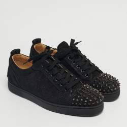 Pre Owned Christian Louboutin Black Suede Fun Louis Junior Spikes Sneakers Size 44