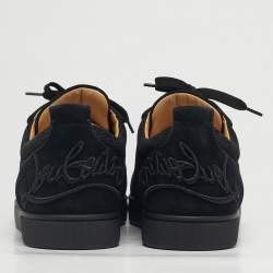 Pre Owned Christian Louboutin Black Suede Fun Louis Junior Spikes Sneakers Size 44