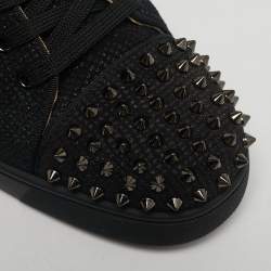 Pre Owned Christian Louboutin Black Suede Fun Louis Junior Spikes Sneakers Size 44