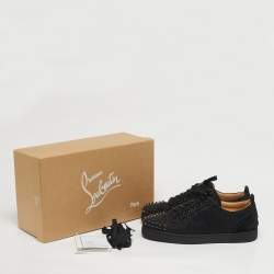 Pre Owned Christian Louboutin Black Suede Fun Louis Junior Spikes Sneakers Size 44