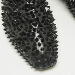 Pre Owned Christian Louboutin Black Patent Leather Spike Loafers Size 43.5