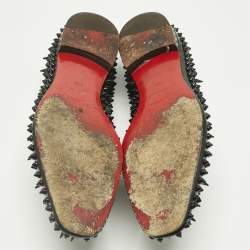 Pre Owned Christian Louboutin Black Patent Leather Spike Loafers Size 43.5