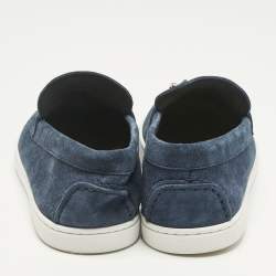 Pre Owned Christian Louboutin Blue Suede Chambeliboat Slip On Sneakers Size 41.5