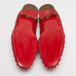 Pre Owned Christian Louboutin Red Suede Dandelion Spikes Smoking Slippers Size 41
