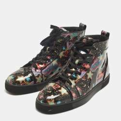 Pre Owned Christian Louboutin Orlato Size 44 Multicolor Patent Leather High Top Sneakers