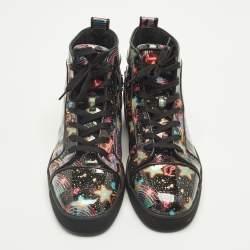 Pre Owned Christian Louboutin Orlato Size 44 Multicolor Patent Leather High Top Sneakers