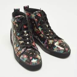 Pre Owned Christian Louboutin Orlato Size 44 Multicolor Patent Leather High Top Sneakers