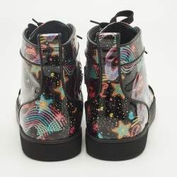 Pre Owned Christian Louboutin Orlato Size 44 Multicolor Patent Leather High Top Sneakers