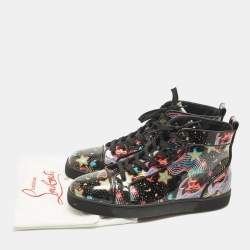 Pre Owned Christian Louboutin Orlato Size 44 Multicolor Patent Leather High Top Sneakers