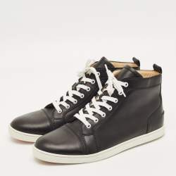 مملوكة مسبقًا حذاء رياضي كريستيان لوبوتان لويس جلد أسود عالي القمة مقاس 43