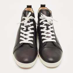 مملوكة مسبقًا حذاء رياضي كريستيان لوبوتان لويس جلد أسود عالي القمة مقاس 43