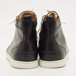 مملوكة مسبقًا حذاء رياضي كريستيان لوبوتان لويس جلد أسود عالي القمة مقاس 43