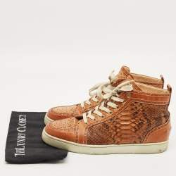 مملوكة مسبقًا Christian Louboutin Louis Size 43 Beige Leather and Python Leather High Top Sneakers