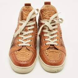 مملوكة مسبقًا Christian Louboutin Louis Size 43 Beige Leather and Python Leather High Top Sneakers